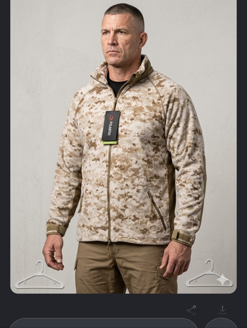 Men's Desert Camo Full-Zip Fleece Jacket - Sand Camo - Picture 7 of 7